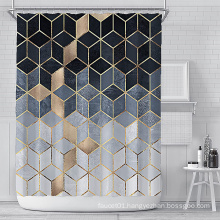 Factory Wholesale Polyester Geometric Shower Curtain Texture Bathroom Curtain Durable Waterproof Fabric